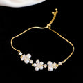Silver Gold Flower Pearl Crystal Adjustable Bracelet view 7