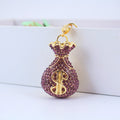 Rhinestone Money Bag Dollar Sign Keychain in Six Styles view 11