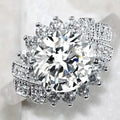 Oversized Round Solitaire Floral Halo Ring In Three Stone Colors view 6