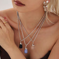 Resin Teardrop Pendant Zircon Tennis Chain Necklaces view 4