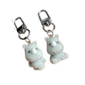 Gray Flocked Rhinoceros Keychains Standing Sitting 2 Styles view 5