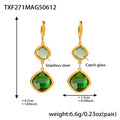 Gold Dual Cushion Czech Glass Drop Huggie Earrings Colors view 6