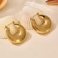 Stainless Steel Hollow Geometric Hoop Earrings Gold Silver Finish view 2
