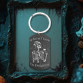 Black Wood Skeleton Coffee Dog Tag Keychain Split Ring view 4