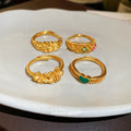 Gold Tone Double Flower Open Adjustable Ring Style view 2