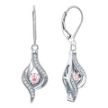 Silver Tone Spiral Drop Earrings with Ten Crystal Colors view 7