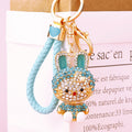 Jeweled Cute Rabbit Keychains in Four Colors with Matching Braided Loops view 9