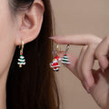 Mismatched Santa and Holiday Tree Hook Earrings in Two Finishes view 1