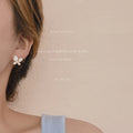 Gold Tone White Four Petal Flower Stud Earrings For Women view 2