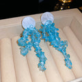 Blue And Green Beaded Cascade Stud Earrings With Decorative Details view 6