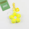 Puffy Fabric Flower Keychain with Acrylic Chain Heart Tag view 4