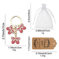 Gold Tone Pink Enamel Triple Butterfly Keychain Charm view 2