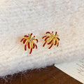 Firework Stud Earrings in Red Gold and Silver Tone Designs view 6