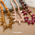Chunky Resin Oval Bead Statement Necklace Magenta or Amber view 2