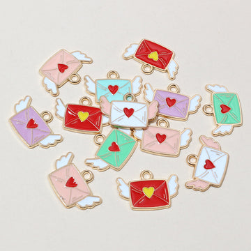 Enamel Love Letter Charms in Seven Color Styles for Jewelry