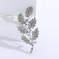 Holly Leaf Spray Brooch In Metal With Crystals And White Faux Pearls view 7