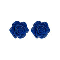 Deep Blue Rose Flower Statement Stud Earrings for Women view 5
