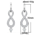 White Gold Pave Infinity Drop Earrings Heart Clear Dangle view 5