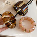 Acrylic Stretch Bracelets Pink Tortoise Amber Gold Accents view 4