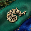 Gold Tone Peacock Brooch with Green and Blue Crystal Tail view 3