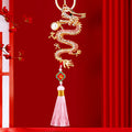 Pearl Chinese Dragon Keychains in Tassel and Plain Constructions view 4