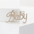 Baby Script Rhinestone Brooch With Heart Crystal Pin view 2