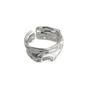 Silver-Tone Open Adjustable Liquid Metal Band Ring view 5