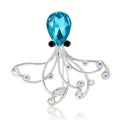 Crystal Octopus Brooch with Pink or Blue Faceted Head view 5