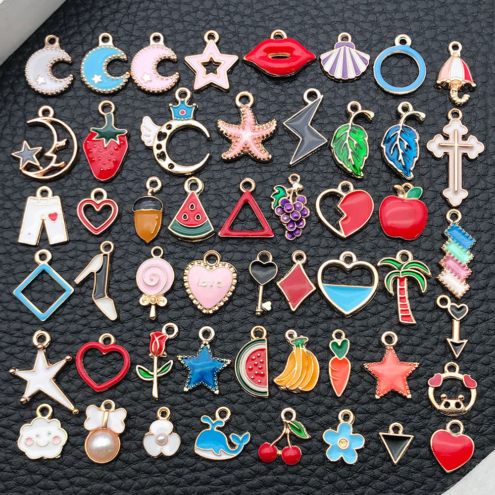 Enamel Zinc Alloy Five-Point Star Heart Charm Pendant for Necklace Bracelet