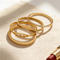 Single Row Zircon Clasp Bangle Set Steel Gold Styles view 3