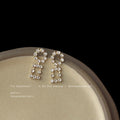 Gold Hollow Circle Square Rhinestone Geometric Drop Earrings view 3