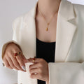 Sliding Teardrop Pendant Y Chain Gold Tone Necklace view 4