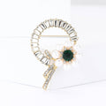 Crystal Ring Flower Brooch With Pearl Petals in Two Colors view 2