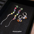 Colorful Beaded Linear and Hoop Earrings for Everyday Styling view 1