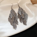 Layered Leaf Chandelier Earrings in Silver Gunmetal and Gold Tones view 7