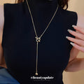 Silver OT Toggle Snake Chain Ball Drop Lariat Necklace view 3