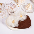 Layered Sheer Fabric Flower Statement Stud Earrings view 4
