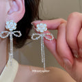 Floral Bow and Butterfly Drop Stud Earrings in Two Designs view 4