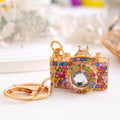 Gold Rhinestone Camera Charm Metal Keychain Lobster Clasp view 1