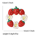 Enamel Strawberry Flower Wreath Brooch Gold Tone Pin view 5
