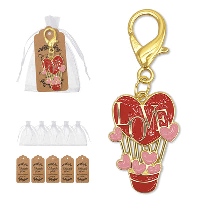 Red LOVE heart balloon charm with bags and kraft tags
