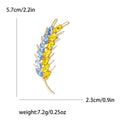 Blue and Yellow Crystal Wheat Stalk Brooch in Gold Tone view 4