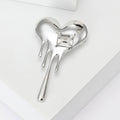 Melting Heart Brooch Silver or Gold Tone Square Crystal Pin view 5