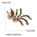 Gold Tone Long Tail Phoenix Brooch in Four Enamel Colors view 6