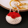 Round Pearl Handbag Keychains in Blue Red Pink and Random Color Option view 4