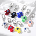 Silver Tone Resin Hamsa Evil Eye Clip Keychains in Nine Colors view 1