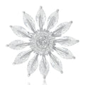 Crystal Daisy Brooch in Silver and Gold Tone Decorative Lapel Accessory view 2