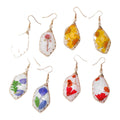 Wire Wrapped Diamond Dried Flower Resin Earrings 4 Styles view 5