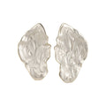 Oversized White Textured Irregular Leaf Stud Earrings view 5