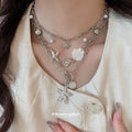 Layered Shell Starfish Pearl Paperclip Chain Necklace Three Piece view 3